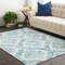 Tiwari Home 2' x 3' Ogee Style Teal Green and Gray Rectangular Area Throw Rug